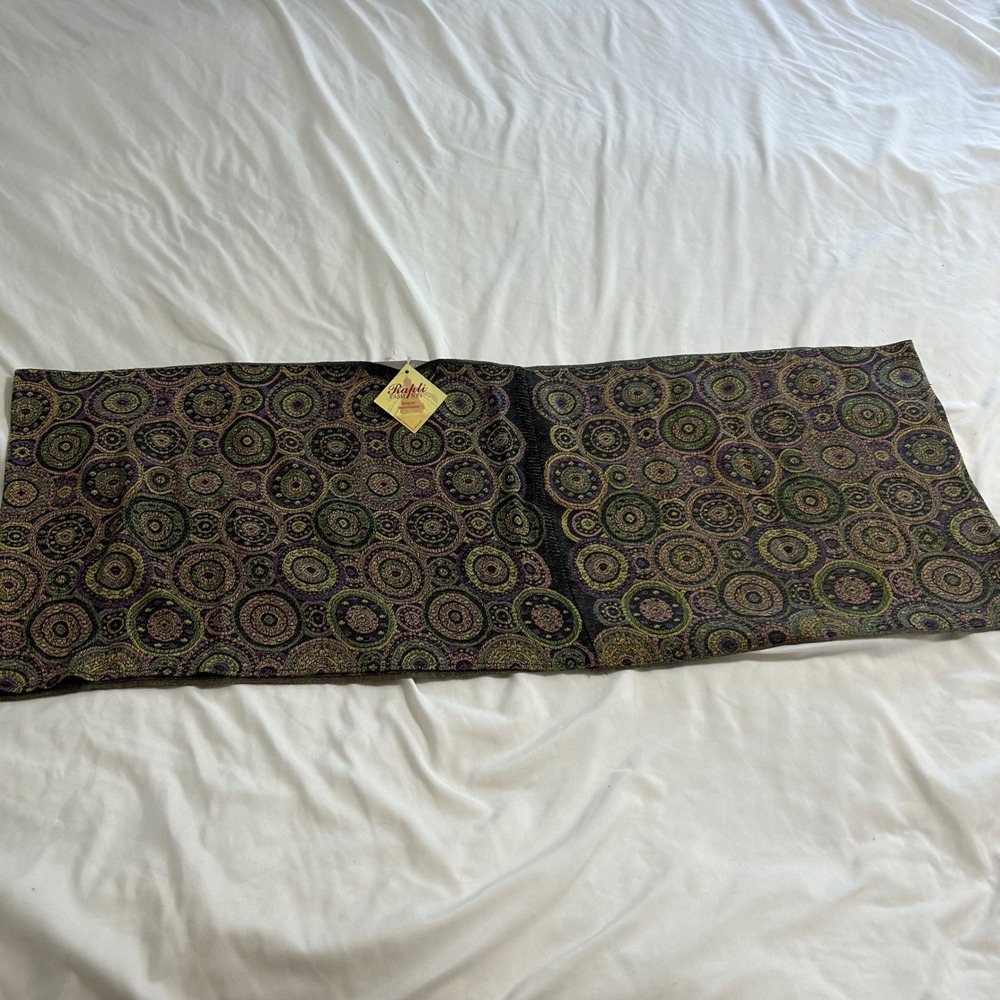 Rapti Fashion Pashmina Silk Infinity Scarf Purple Green Kani Circle Pattern NWT